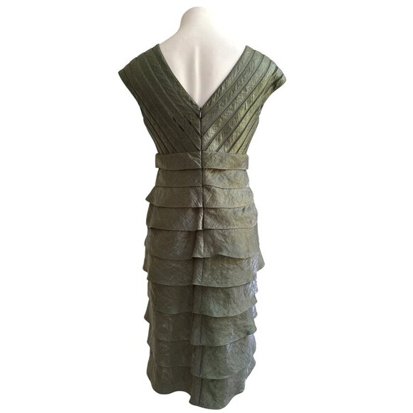 Adrianna Papell Shutter Pleat Dress, Green Cocktail Women's Size 8 - Picture 5 of 10